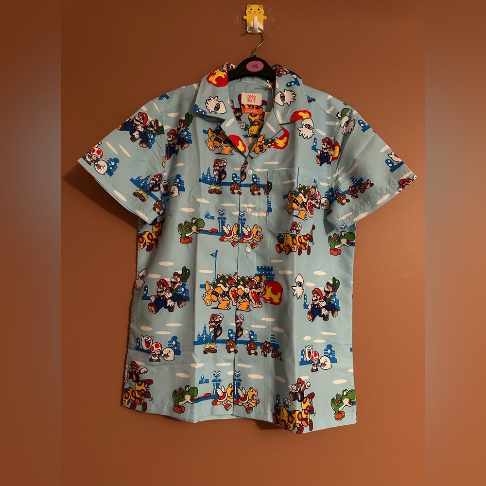 Opposuits Nintendo Super Mario Bros. Mario & Luigi Allover Print Woven Button-up